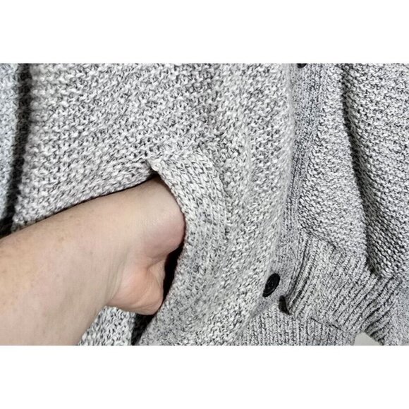 Banana Republic Men Cardigan L Button Up Gray Fisherman Chunky Knit Professional - Picture 13 of 14